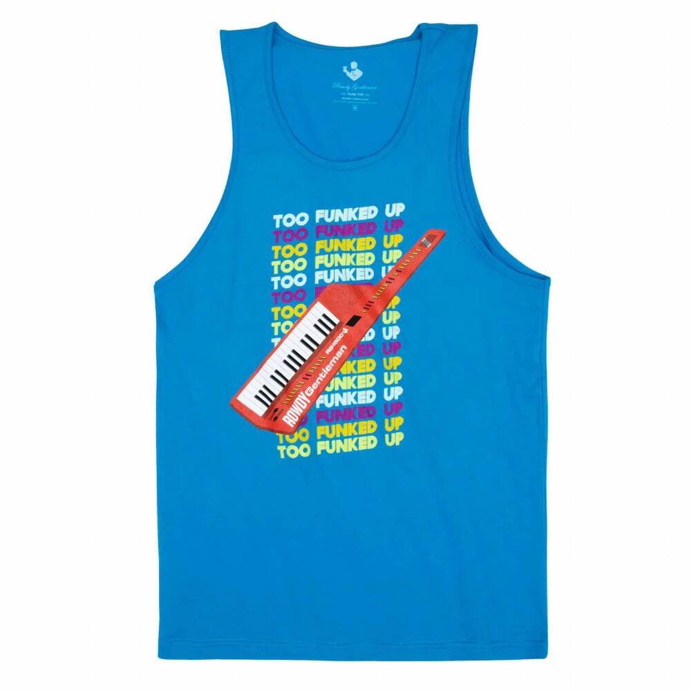 NEW ROWDY GENTLEMAN men's too funked up tank top in blue